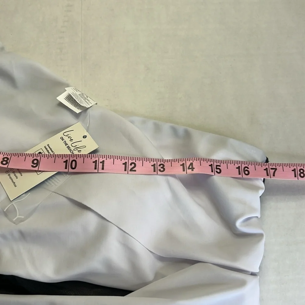 CUPSHE ASYMMETRICAL BLACK WHITE TUMMY CONTOURING ONE PEICE MESH MIDDLE SZ XL